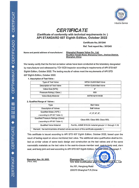 Fire certification ball valve 4 inch 600LB